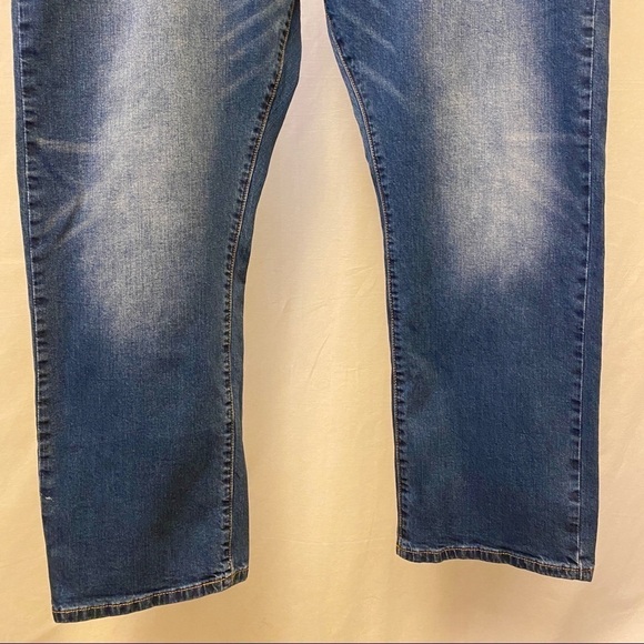 Indigo Alpha 46x30 Straight Leg Men’s Jeans Stretch Whiskered Medium Wash - Picture 5 of 10